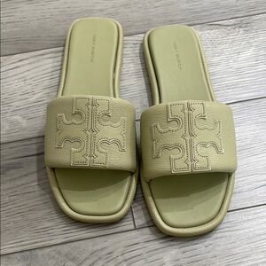 Tory Burch Sage Green Slide Sandals